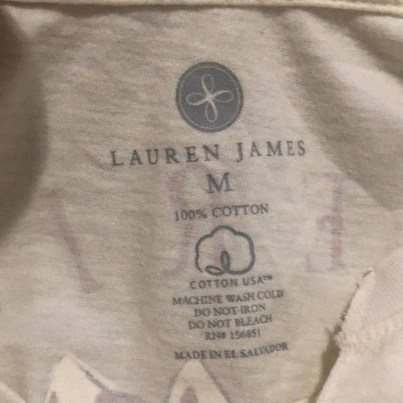 Lauren James American Magnolia Ivory Cropped Tee NWT Medium - Picture 3 of 5